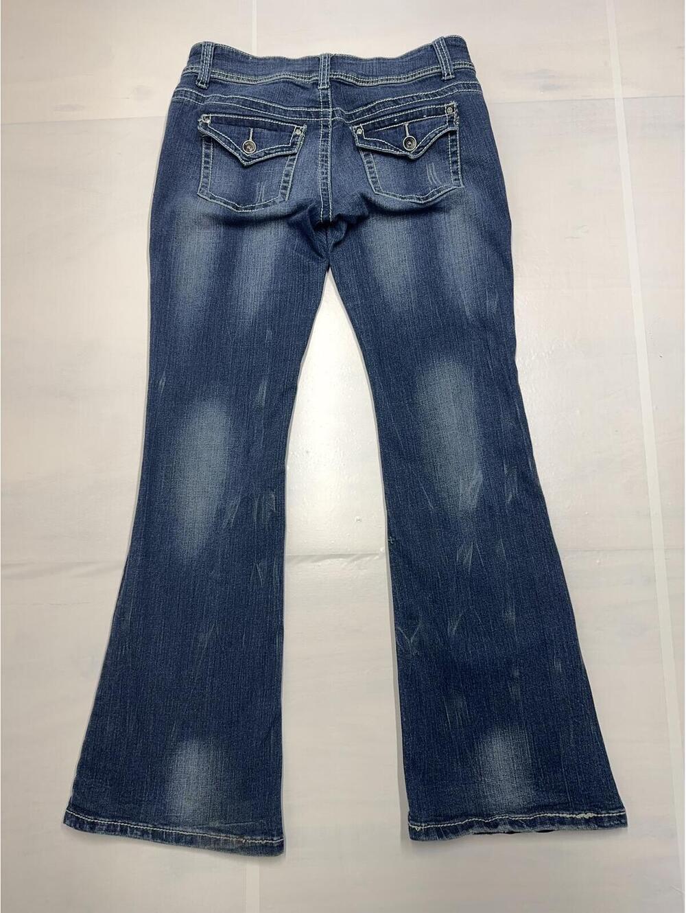 Dollhouse RK-2242 Distressed Bootcut Jeans Juniors Size 9 Stretch Medium Wash - Picture 9 of 12